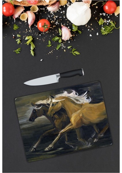 Atlar | Cam Kesme Tahtası | 25 x 35 cm modelleri