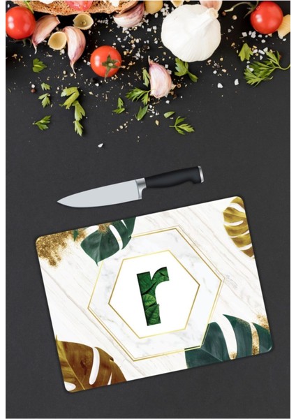 R Harfli | Cam Kesme Tahtası | 25 x 35 cm