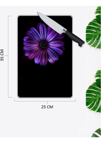 Mavi Çiçek | Cam Kesme Tahtası | 25 x 35 cm fiyatları