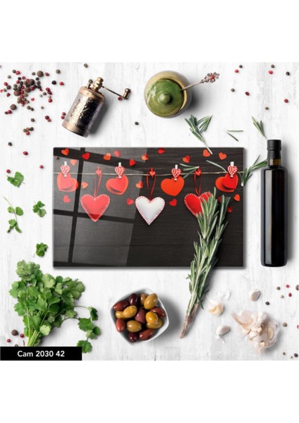 Cam Kesme Tahtası | Baskılı Kesim Tablası | Temperli | 25 x 35 cm