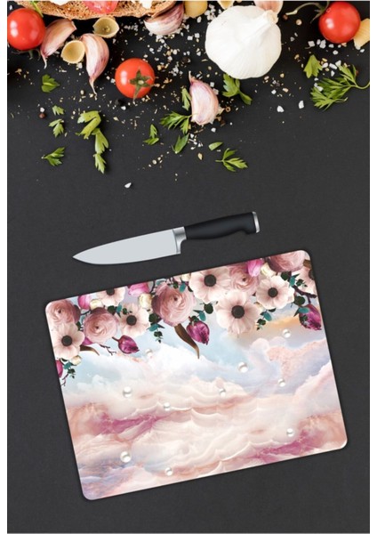 Güller | Cam Kesme Tahtası | 25 x 35 cm