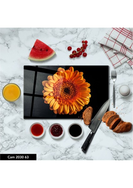Cam Kesme Tahtası | Baskılı Kesim Tablası | Temperli | 25 x 35 cm