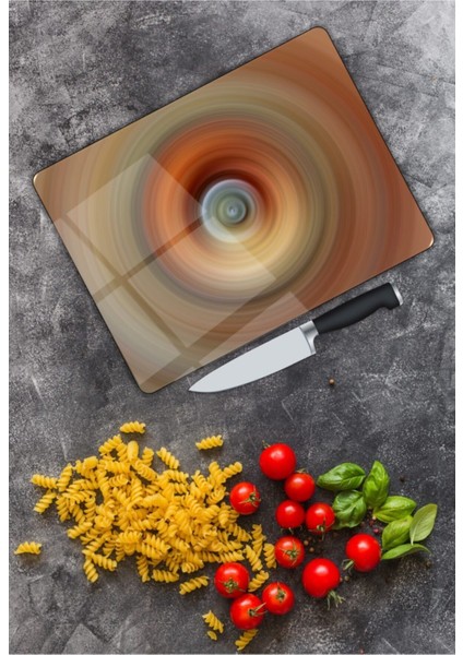 Renkli Halkalar Cam Kesme Tahtası 25 x 35 cm