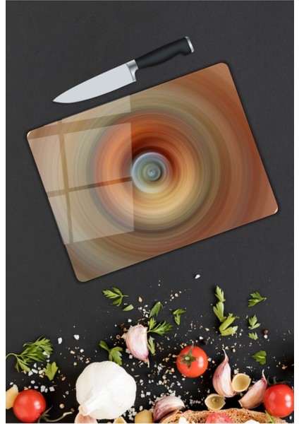 Renkli Halkalar Cam Kesme Tahtası 25 x 35 cm fiyatları