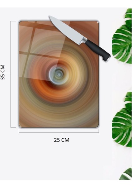Renkli Halkalar Cam Kesme Tahtası 25 x 35 cm modelleri