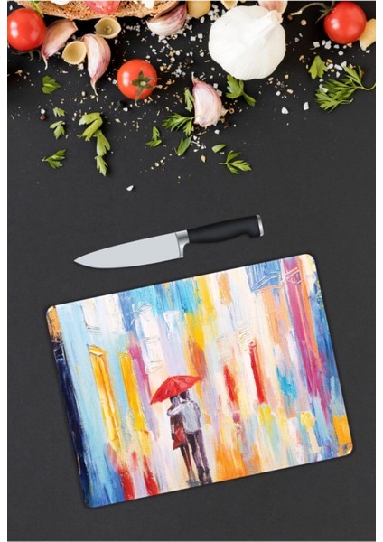 Kadın ve Adam | Cam Kesme Tahtası | 25 x 35 cm