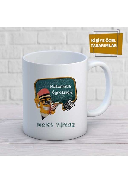 Kişiye Özel Isim Yazılabilir Matematik Öğretmeni Kupa Bardak