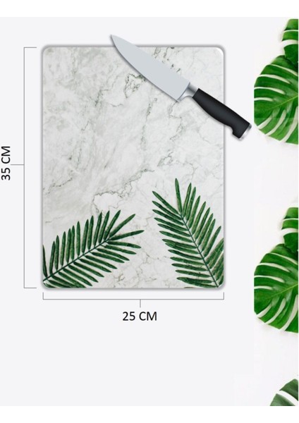 Beyaz Mermer Görünümlü Cam Kesme Tahtası 25 x 35 cm fiyatları