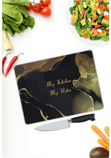 My Kitchen My Rules | Cam Kesme Tahtası | 25 x 35 cm