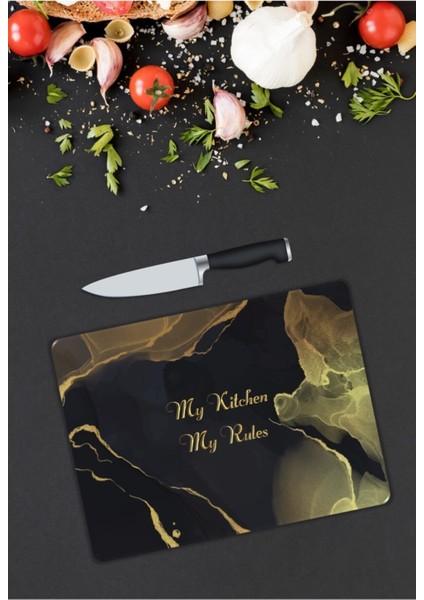 My Kitchen My Rules | Cam Kesme Tahtası | 25 x 35 cm modelleri