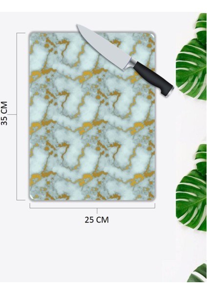 Beyaz Mermer Görünümlü Cam Kesme Tahtası 25 x 35 cm fiyatları