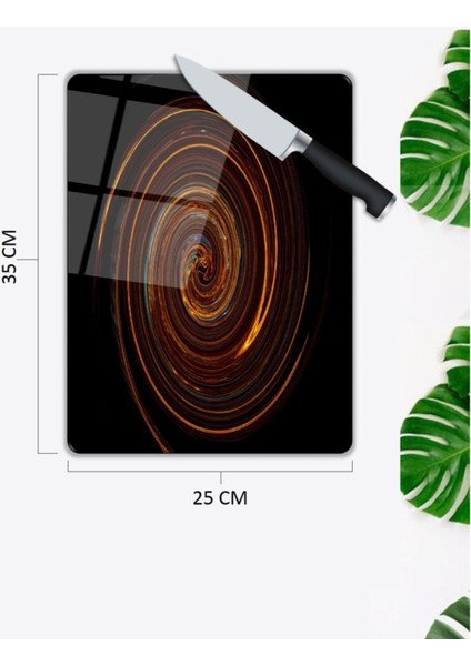 Renkli Halkalar Cam Kesme Tahtası 25 x 35 cm fiyatları