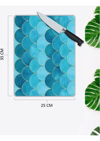 Mavi Halkalar | Cam Kesme Tahtası | 25 x 35 cm fiyatları