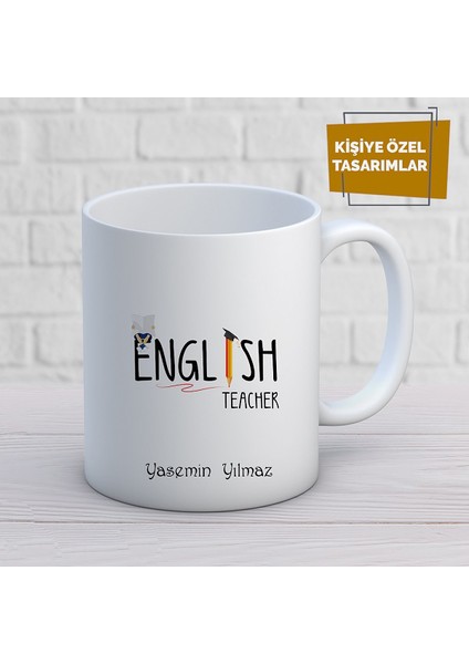 Casaba Hediyelik Kişiye Özel Isim Yazılabilir English Teacher Kupa Bardak