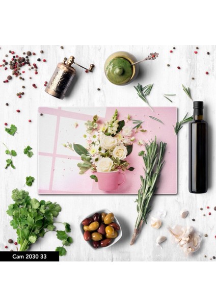 Baskılı Cam Kesme Tahtası |temperli Cam | 25 x 35 cm