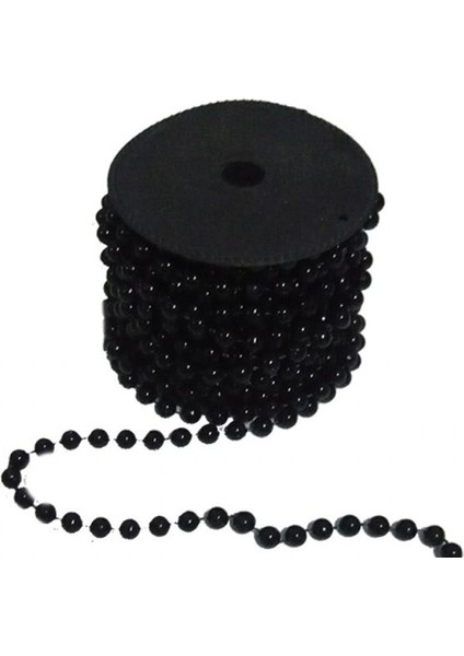 Siyah Renk 6 mm Makara Zincir Boncuk Dekor Süsü 8 mt