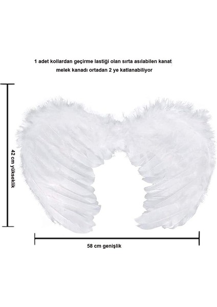 Beyaz Renkli Orta Boy Melek Kanadı Çocuk Yetişkin Uyumlu 58X42 cm fiyatları