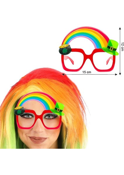 Gökkuşağı Şeklinde Rainbow Parti Gözlüğü Camsız 15X12 cm 1 Adet Hawai Retro