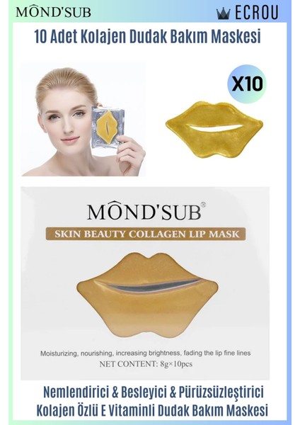 Mondsub Skin Beauty Kolajen Dudak Maskesi 10 Adet x 8 gr