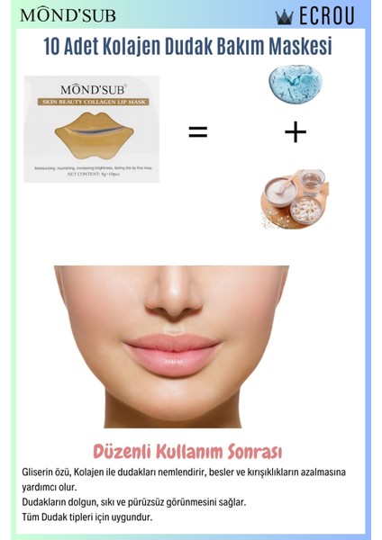 Mondsub Skin Beauty Kolajen Dudak Maskesi 10 Adet x 8 gr