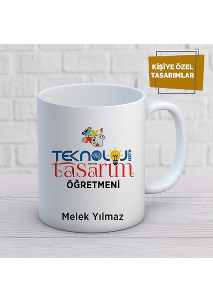 Kişiye Özel Isim Yazılabilir Tekneloji Tasarım Öğretmeni Kupa Bardak