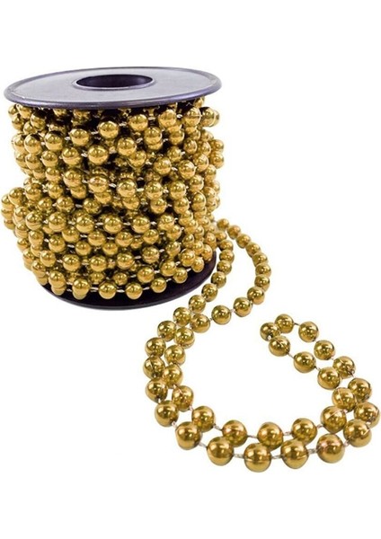 Altın Renk 6 mm Makara Zincir Boncuk Dekor Süsü 8 mt