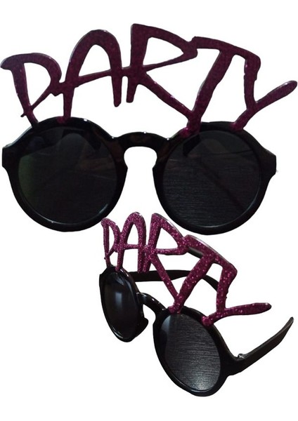 Fuşya Party Yazılı Siyah Parti Gözlüğü 1 Adet 10X15 cm Hawai Retro