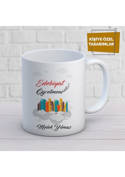 Kişiye Özel Isim Yazılabilir Edebiyat Öğretmeni Kupa Bardak