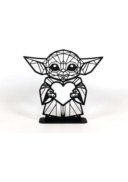 Baby Yoda Kalp 15CM Plastik Masa Süsü Masa Dekorasyonu