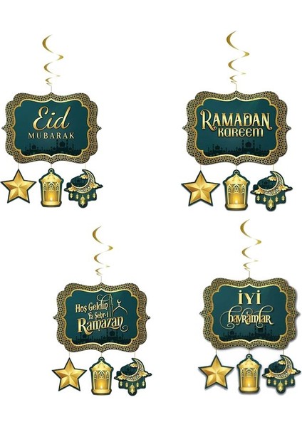 16 Parça Ramadan Kareem Eid Mubarak Hoşgeldin Ramazan Iyi Bayramlar Tavan Süsü