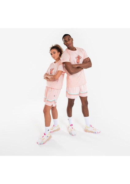Tarmak Yetişkin Pembe Spor Tişörtü NBA Miami Heat TS 900 - Basketbol indirimleri