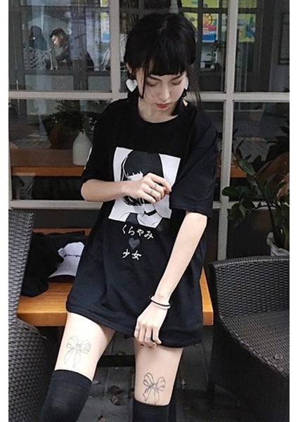 Anime Girl Masekeli Harajuku T-Shirt modelleri