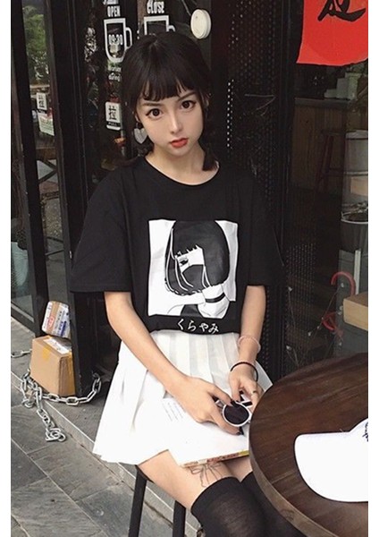 Anime Girl Masekeli Harajuku T-Shirt fırsatları