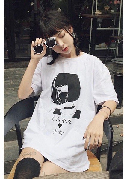 Anime Girl Masekeli Harajuku T-Shirt indirimleri