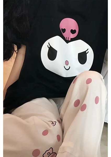 Kuromi Harajuku Siyah T-Shirt modelleri
