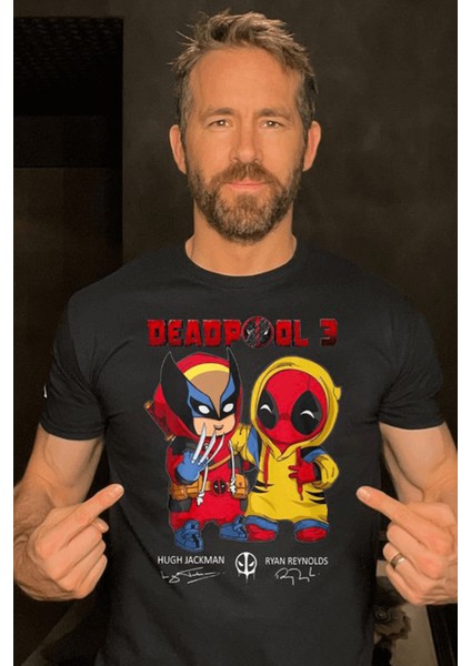 Deadpool 3- Deadpool &wolverine 2024 Unisex Siyah T-Shirt
