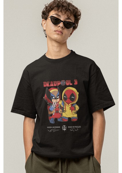 Deadpool 3- Deadpool &wolverine 2024 Unisex Siyah T-Shirt