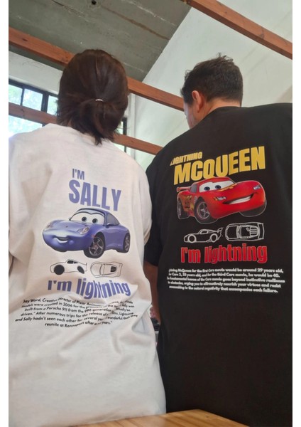 I'm Sally Cars Ön Arka Baskılı Unisex Beyaz T-Shirt