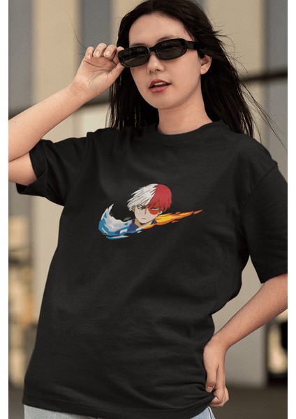 My Hero Academia Todoroki Minimal Logo Tişört modelleri