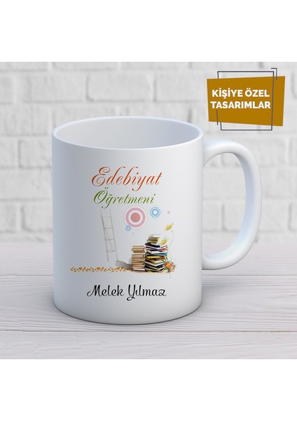 Kişiye Özel Isim Yazılabilir Edebiyat Öğretmeni Kupa Bardak