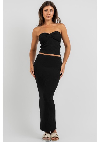 Siyah Basic Uzun Triko Etek MG1813