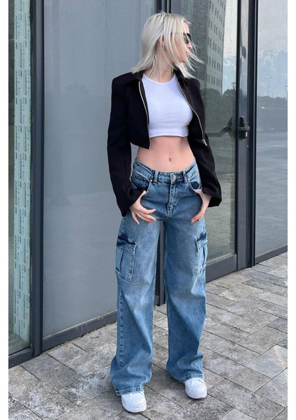 Mavi Straight Wide Kadın Kargo Cep Pantolon MG2002 fiyatları