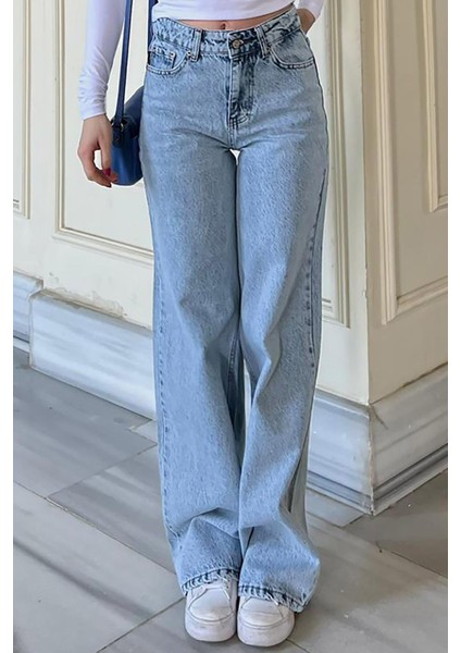 Buz Mavisi Straight Wide Kadın Jean MG1996