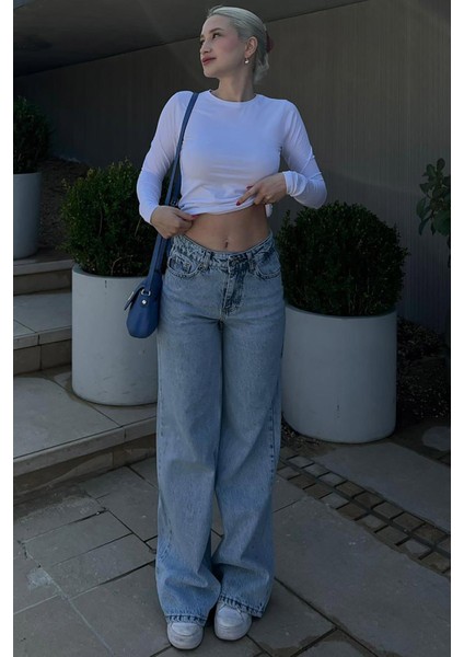 Buz Mavisi Straight Wide Kadın Jean MG1996 modelleri