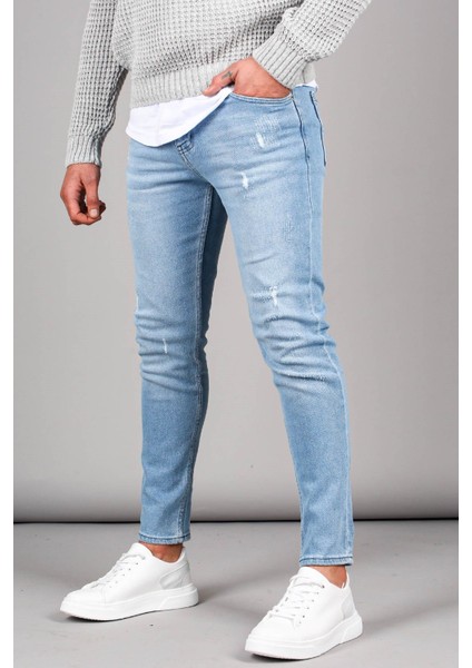 Skinny Fit Buz Mavisi Erkek Jean 5712