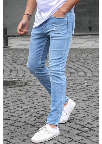 Skinny Fit Buz Mavisi Erkek Jean 5712 fırsatları