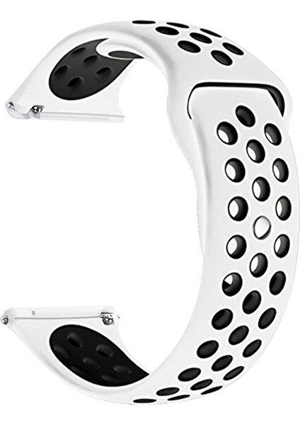 Garmin Forerunner 265 Kordon Delikli Çift Renk Silikon Beyaz