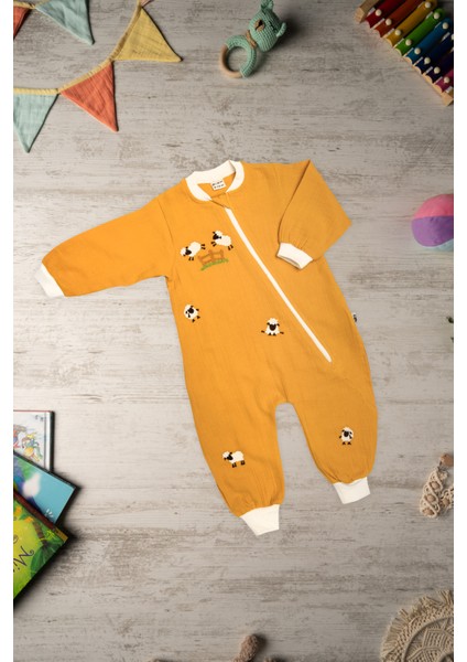 Be'calmonline - Organik Müslin - Uniseks - Uyku Tulumu - Hardal