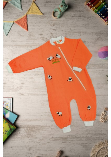 Be'calmonline - Organik Müslin - Uniseks - Uyku Tulumu - Turuncu
