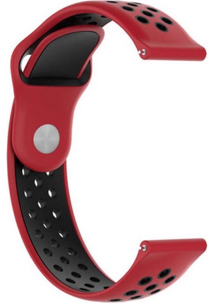 Huawei Watch Gt 3 Active 42MM Kordon Delikli Çift Renk Silikon Kırmızı